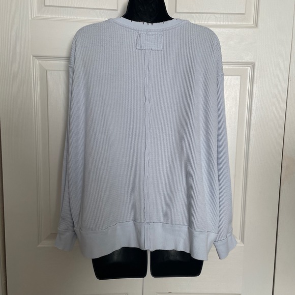 We The Free Light Blue Buttercup Thermal Shirt Women XS Long Sleeve Oversizedl - Picture 3 of 11